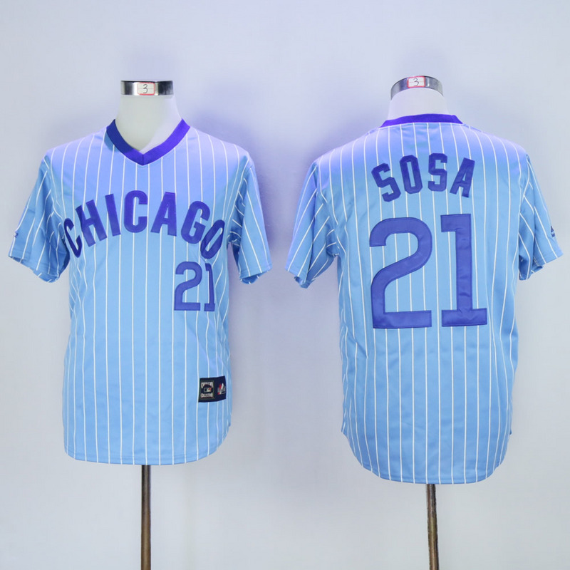 2017 MLB Chicago Cubs #21 Sosa Blue White stripe Throwback Jerseys->chicago cubs->MLB Jersey